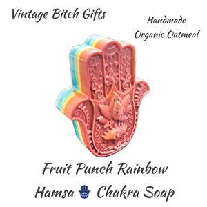 New Fruit Punch Organic Oatmeal Handmade  Rainbow Hamsa 🪬 Chakra Soap By Me